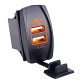 VANJING Universal Dual USB Outlet 3.1A Port Car USB Charger Power Socket for Rocker Switch Panel (Orange)