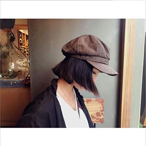 lehao Retro Newsboy Hat Octagonal Cap Autumn Winter Unique Theatrical Painter Cap Beret Tide for Women,Brown