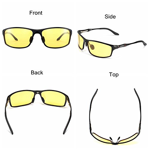 Soxick® HD Metal Night Driving Polarized Rectangle Full Rim Sunglasses for Men Women