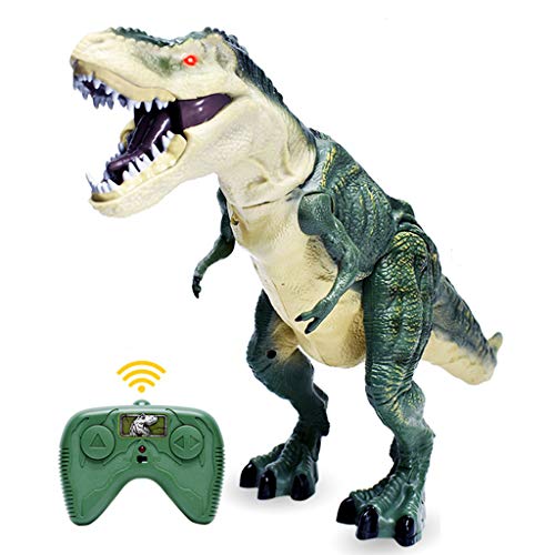 Sikye RC Toy 2.4G Remote Control Electric Dinosaur Toy with Glowing Red Eyes Open Mouth and Real Movement Kids Educational Toy