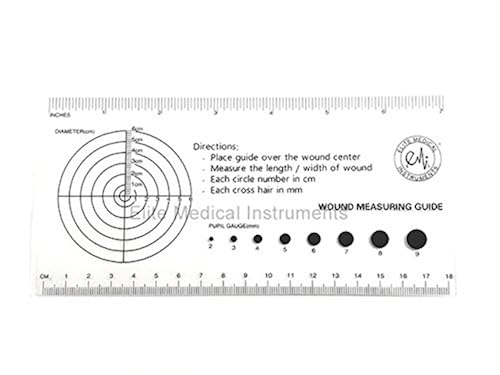 Reference Only Measuring EMI Multi-purpouse Medical Ruler with Wound Measuring and Pupil Gauge ...