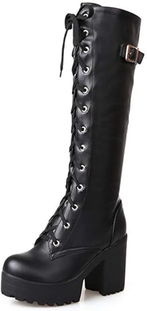 gothic chunky heel boots