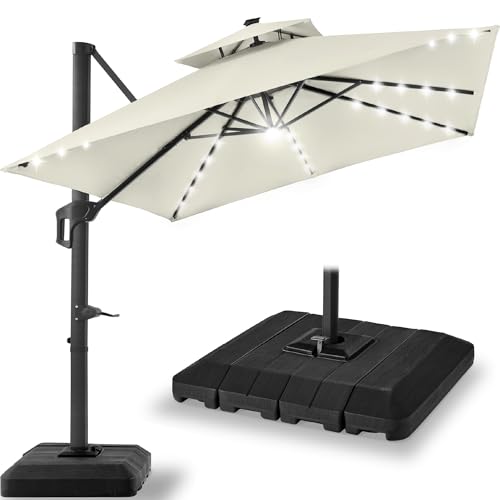 Best Choice Products 12x12ft LED Cantilever Patio Umbrella w/Base Included & 360°