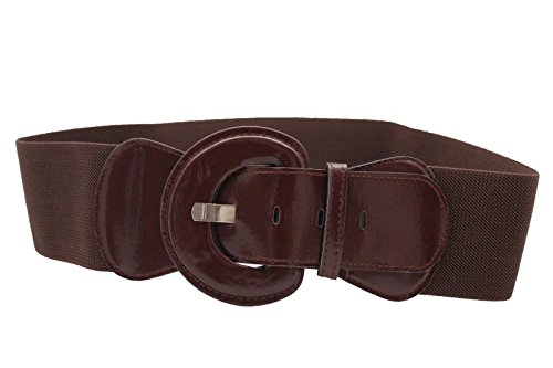 TFJ Women Fashion Wide Stretch Sexy Belt Hip Whaist Dark Chocolate Brown Plus Size M L XL