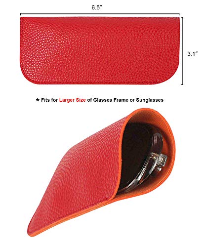 [5 PACK - Large Pouch], JAVOedge 2 Tone Color Style Soft Pouch Eyeglass Storage Case w/Microfiber Eyeglasses Cloth - Thumbnail 2