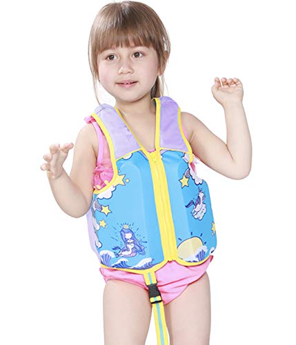 Megartico Kids' Swim Vest Life Jacket Girls Adjustable Safety Strap Boys Swim Training Aid Zipper - Toddler Learn-to-Swim