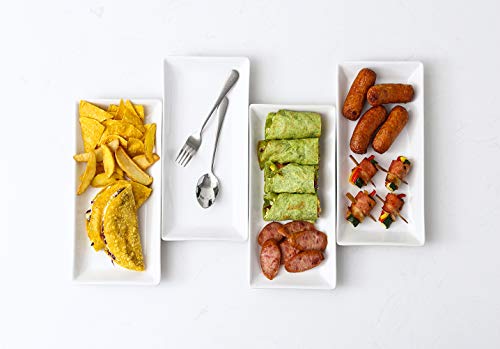 Porcelain Serving Platters Rectangular Trays for Party, Microwave And Dishwasher Safe Set of 4,12 inch