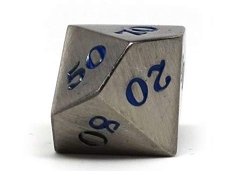 Legendary Silver Metal Polyhedral Dice Set with Electric Blue Signature Font | 7 Piece | Professional Edition | Free Display Case | Hand Checked Quality Control - Thumbnail 6