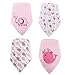 Babe Maps Baby Bandana Drool Bibs, Unisex 4- Pack with Snaps - Soft Absorbent Cotton Bibs for Boys and Girls. Perfect Baby Shower Gift Set (Pink)