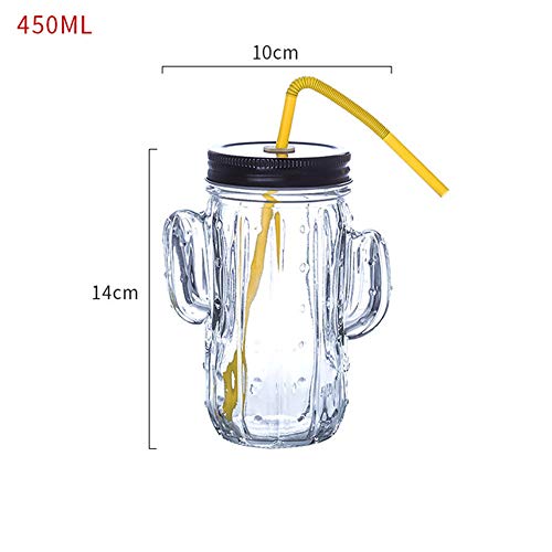 YWT Kreative Kaktus-Glas-Steigungs-Stroh-Trinkbecher-Saft-Tasse mit Deckel für kaltes Getränk-Fruchtsaft-Bier-Wein… – Bild 3