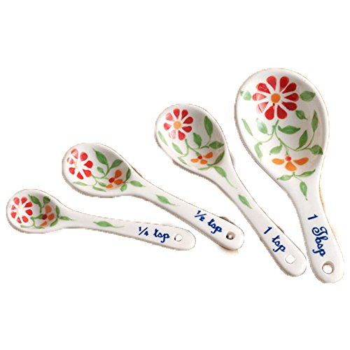 Ceramic Exotic Flower Design Kitchen and Dining Serveware Accessories (Measuring Spoons)