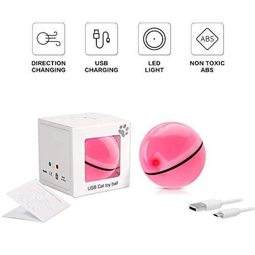 Cat Toy Ball Best Interactive Cat Toy Automatic Self-Rotating and USB Rechargeable LED Light Electronic Cat Toy Ball for Indoor Cats Kitten Exercise Toys (Newest Version) - Thumbnail 5