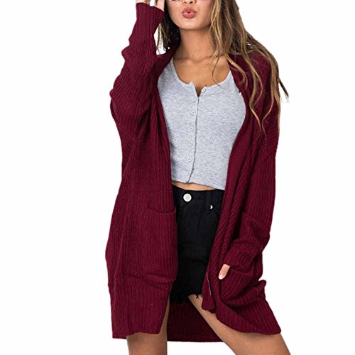 XOWRTE Women's Knitted Jumper Long Sleeve Fall Knitwear Jacket Sweater Cardigan Coat