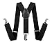 Livingston Suspenders for Kids Elastic Y-Back Strong Clips Braces, Black, 22 inches