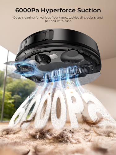 Robot Vacuum and Mop, Upgraded Bagless Robot Vacuum Cleaner with Self-Emptying, 6000Pa Robotic Vacuum with LiDAR Navigation, Smart Mapping, Schedule, App/Alexa Control for Carpet/Pet Hair, Q20 Ultra