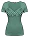 Zeagoo Women's Cross-front V Neck Pullover T-Shirt Ruched Blouse