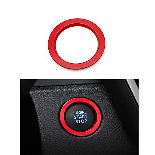 Thor-Ind Aluminum Engine Start Stop Button Ignition Switch Push Start Button Cover Trim Ring for Toyota Camry 2018 2019 (Start Button Ring-Red)