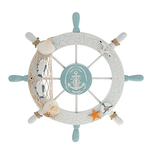 Wooden Ship Wheel Rudder Helm Wall Art Decoration Boat Shipping Steering Wheel Ocean Navigation Theme Decor Vintage Gift Mediterranean Style White Buy Online In Aruba At Aruba Desertcart Com Productid 61541372