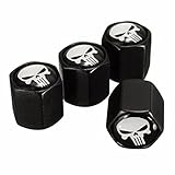 Funnytoday365 4X Black Car Auto Wheel Tyre Tire Stem Air Valve Caps Dust Covers Skull Punisher