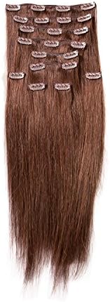 Sono 1 Count 120 g 16" Clip-in Straight Sono 1 Count 100% Human Hair Extensions, #3R Darkest Brown & Auburn