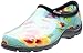 Sloggers Original Waterproof Rain and Garden Shoe for Women– Outdoor Slip-On Garden Clog - Made in The USA with Premium Comfort Insole and Arch Support - Pansy Print Turquoise, Size 8