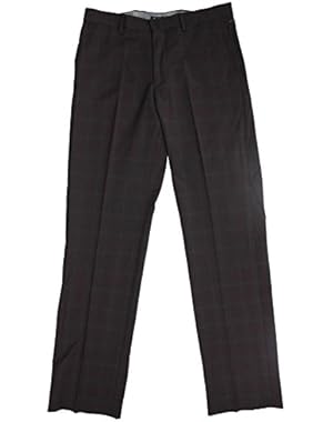 Men's Brown Red Plaid Wool Blend Dress Pant