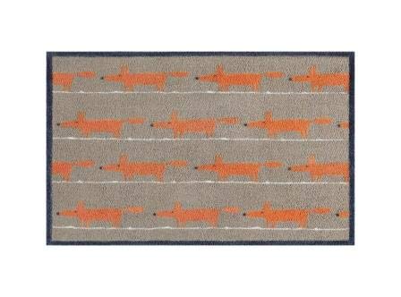 Turtle Mat Runner - Running Foxes -Brown - Scion Living Design 75x120cm Multi-Grip back