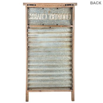 LARGE 24" Galvanized Country Charm Wash Board Metal and Wood Home Wall Decor - Thumbnail 2