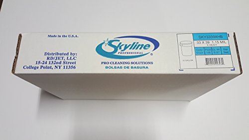 Skyline 33 Gallon Garbage Bags - 100 Count - Commercial Grade X-Heavy Duty Trash Bags - 1.15 MIL Thick - Made in USA