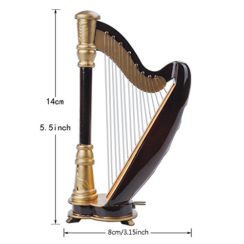 PUNK 1:12 Scale Miniature Instrument Music Case Stand Miniature Musical Instrument (Harp:8x14x4.5cm)