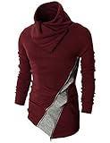 H2H Mens Fashion Turtleneck Slim Fit Pullover Sweater Oblique Line Bottom Edge MAROON US S/Asia M (KMTTL045)