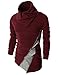 H2H Mens Fashion Turtleneck Slim Fit Pullover Sweater Oblique Line Bottom Edge MAROON US S/Asia M (KMTTL045)