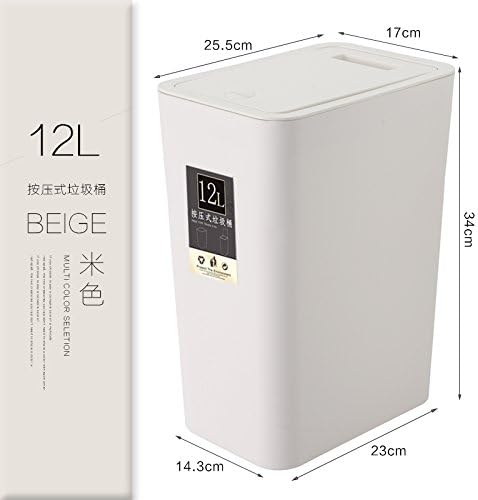 Xiuxiutian Dustbins Press The Garbage in The Continental Rectangular Kitchen Living Room Trash Environmental Information Home Toilet Paper Basket,I,12L