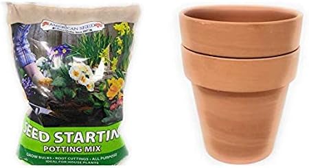 Spring Garden (1) Seeds Starting Potting Mix American Spring Garden (2) 3.5" Terra Cotta Clay Pots - Bundle of 3
