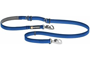 Ruffwear, Switchbak Hands‑Free Dog Leash, Adjustable 2.5–7 ft, Double‑Ended Lead with Lockable Crux Clips and Sliding V‑Rings, Waist‑Worn, Over‑Shoulder or Handheld, Blue Pool