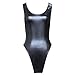 TiaoBug US Women Ladies Wet Look Cutout Leotard Bikini Bodysuit Thong Swimsuit Black