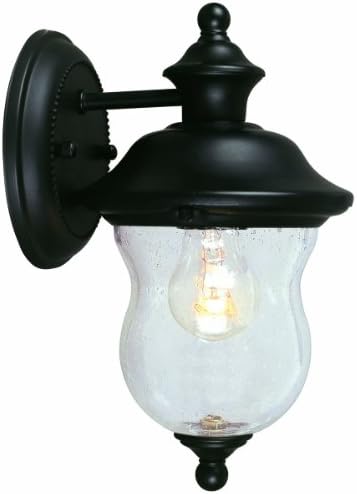 Design House502906 Highland Traditional 1-Light Outdoor/Indoor Wall Light with Clear Seedy Glass for Porch Entryway Patio, Black