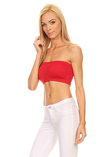 Ambiance-Womens-Solid-Elasticized-Bandeau-Bra-with-Ruched-Detail-One-Size-Fits-Most
