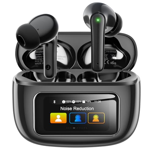 Écouteurs sans fil Bluetooth 5.4, intra-auriculaires, Bluetooth, avec écran tactile et 5 modes d'égalisation, casque Bluetooth ANC/ENC, réduction du bruit, 8 h d'autonomie, IPX7 étanche pour le sport