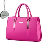 Micom 2016 Summer Womens Pure Color Patent Leather Boutique Tote Bags Top Handle Handbag with Micom Zipper Pouch