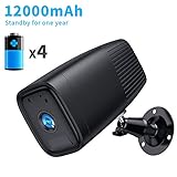SDETER Wireless Battery Camera, 1080P WiFi IP Home Security CCTV Weatherproof System, Night Vision Motion Detection 12000mAh Rechargeable Battery Built-in for Outdoor Indoor