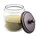 InterDesign Hamilton Bathroom Vanity Glass Canister Jar for Cotton Balls, Swabs, Cosmetic Pads - Clear/Bronze
