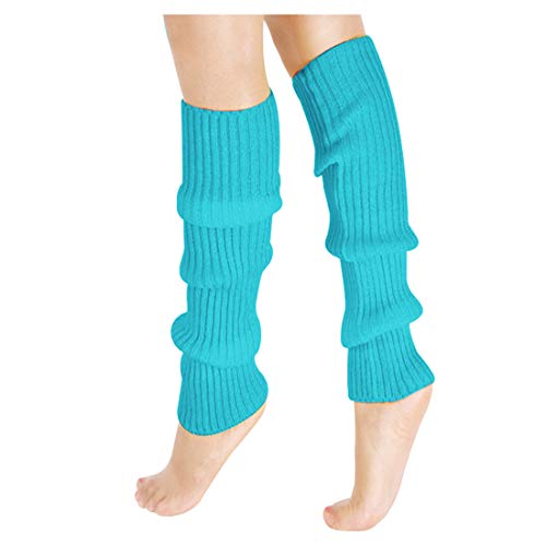 JINSEY Women's 80s Outfit accessories Leg Warmers Gloves For 1980s Theme Party Supplies-Neon Blue