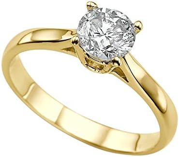 Moissanite Forever Classic 6.50MM (0.86CT Moissanite Weight,1.00CT Diamond Equivalent Weight) Engagement Ring 14K Gold