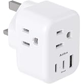 Addtam US to UK Travel Plug Adapter with3 Outlets 3 USB Ports(2 USB C) | Type G Ireland England Power Adapter, UK Adapters for Travel for USA to Dubai London Scotland British Kenya Irish Hongkong