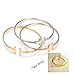 3PCS 925 Sterling Silver T Cuff Bracelet,14K Gold Plated,Dainty Adjustable Bangle T Bar Bracelet Ring
