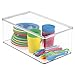 mDesign Plastic Stackable Toy Storage Bin Container Box with Hinge Lid for Organizing Living Room, Play Room, Bedroom, Nursery, Hold Blocks, Puzzles, Books, Lumiere Collection, 2 Pack - Clear