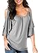 BBX Lephsnt Women's Summer Cold Shoulder Ruffle Sleeve Loose Stretch Tops Tunic Blouse Shirt
