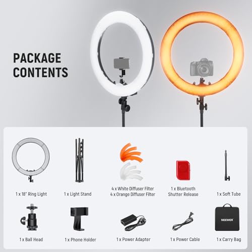 NEEWER LED Ring Light 48 cm Outdoor 55W 5600K Dimmable with Light Stand, Bluetooth Receiver for Smartphone, Youtube, TikTok, Self-Portrait