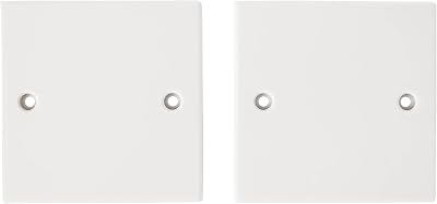 Merriway BH02676 2 Pcs Single Electrical Dummy Plate White Plastic 85x85mm